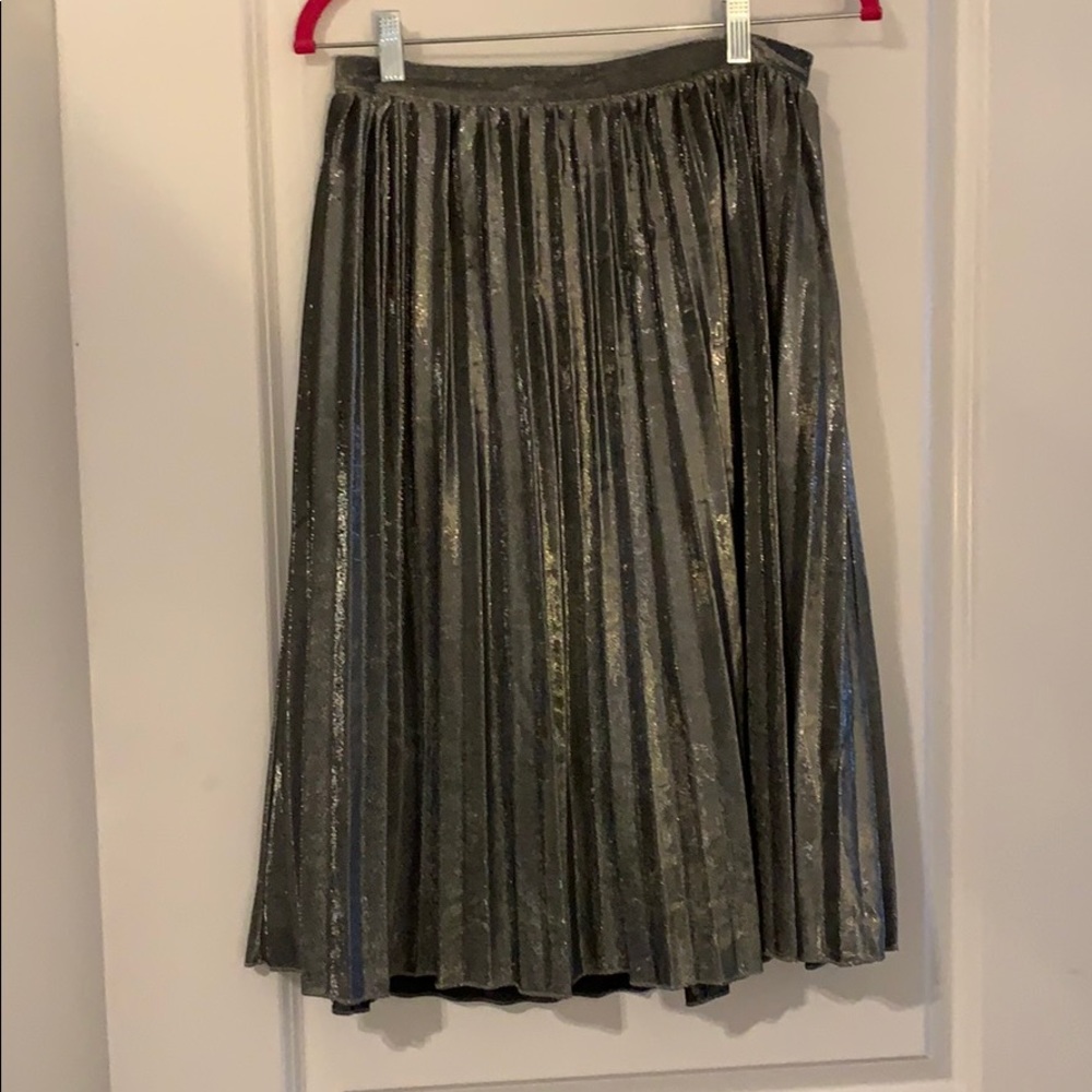Metallic Pleated Skirt